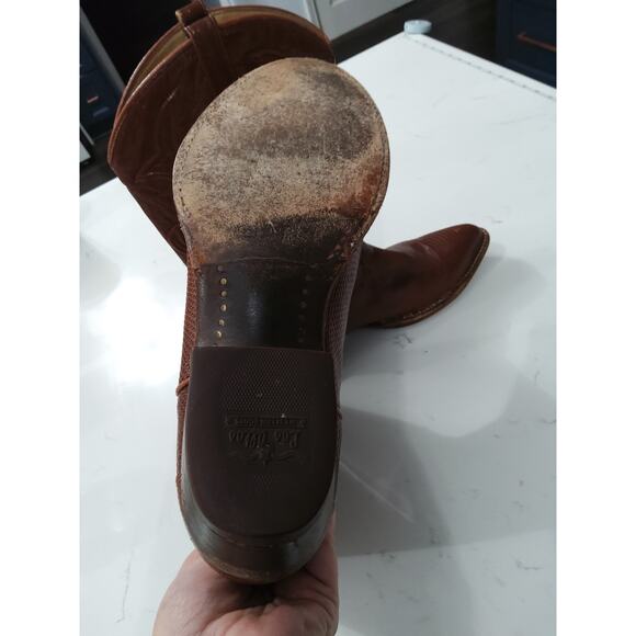 Mens Western Reptile skin cowboy boots SZ 10 brown Point toe made USA Los Altos - Picture 10 of 12